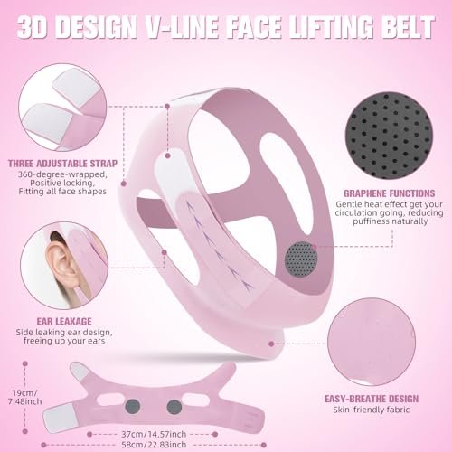 JenChrysm Chin Strap for Sleeping - 3D Graphene Jawline Shaper, Double Chin Reducer for Women - Lilac Avelisse