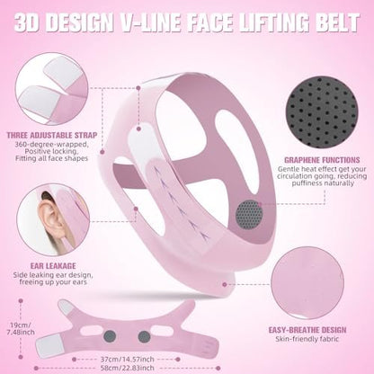 JenChrysm Chin Strap for Sleeping - 3D Graphene Jawline Shaper, Double Chin Reducer for Women - Lilac Avelisse