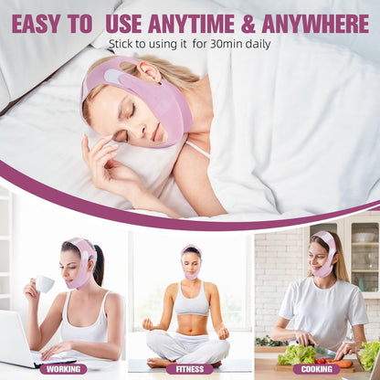 JenChrysm Chin Strap for Sleeping - 3D Graphene Jawline Shaper, Double Chin Reducer for Women - Lilac Avelisse