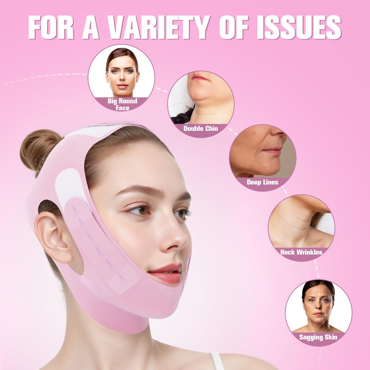 JenChrysm Chin Strap for Sleeping - 3D Graphene Jawline Shaper, Double Chin Reducer for Women - Lilac Avelisse