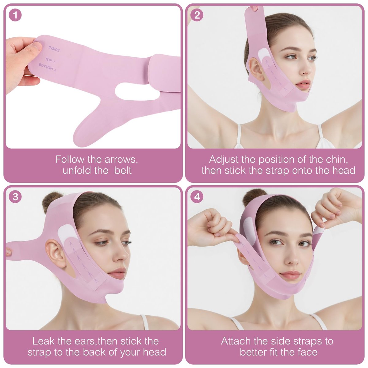 JenChrysm Chin Strap for Sleeping - 3D Graphene Jawline Shaper, Double Chin Reducer for Women - Lilac Avelisse