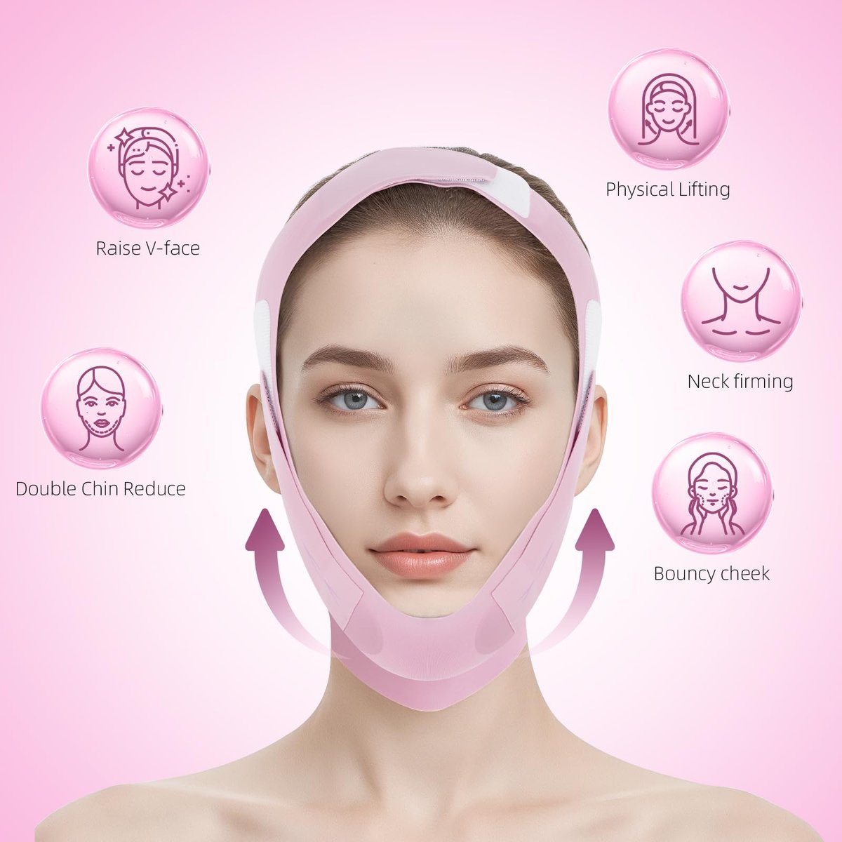 JenChrysm Chin Strap for Sleeping - 3D Graphene Jawline Shaper, Double Chin Reducer for Women - Lilac Avelisse