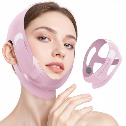 JenChrysm Chin Strap for Sleeping - 3D Graphene Jawline Shaper, Double Chin Reducer for Women - Lilac Avelisse