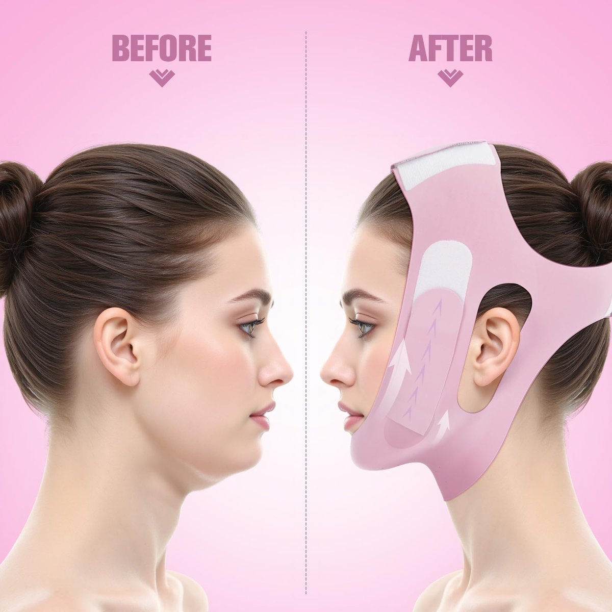 JenChrysm Chin Strap for Sleeping - 3D Graphene Jawline Shaper, Double Chin Reducer for Women - Lilac Avelisse