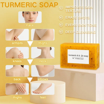 3PCS Turmeric Soap Set: Honey Lemon Turmeric Kojic Soap Bars for Face and Body - Organic Daily Use, Deep Cleansing & Moisturizing, Handmade for All Skin Types Avelisse