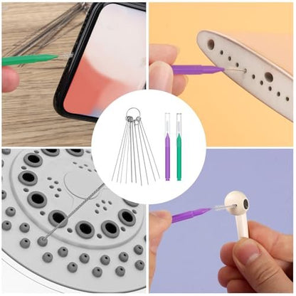 50pcs Multi-Size Shower Head Cleaner Brushes - Anti-Clogging Nozzle Cleaning Picks for Bathroom (Green, Purple)