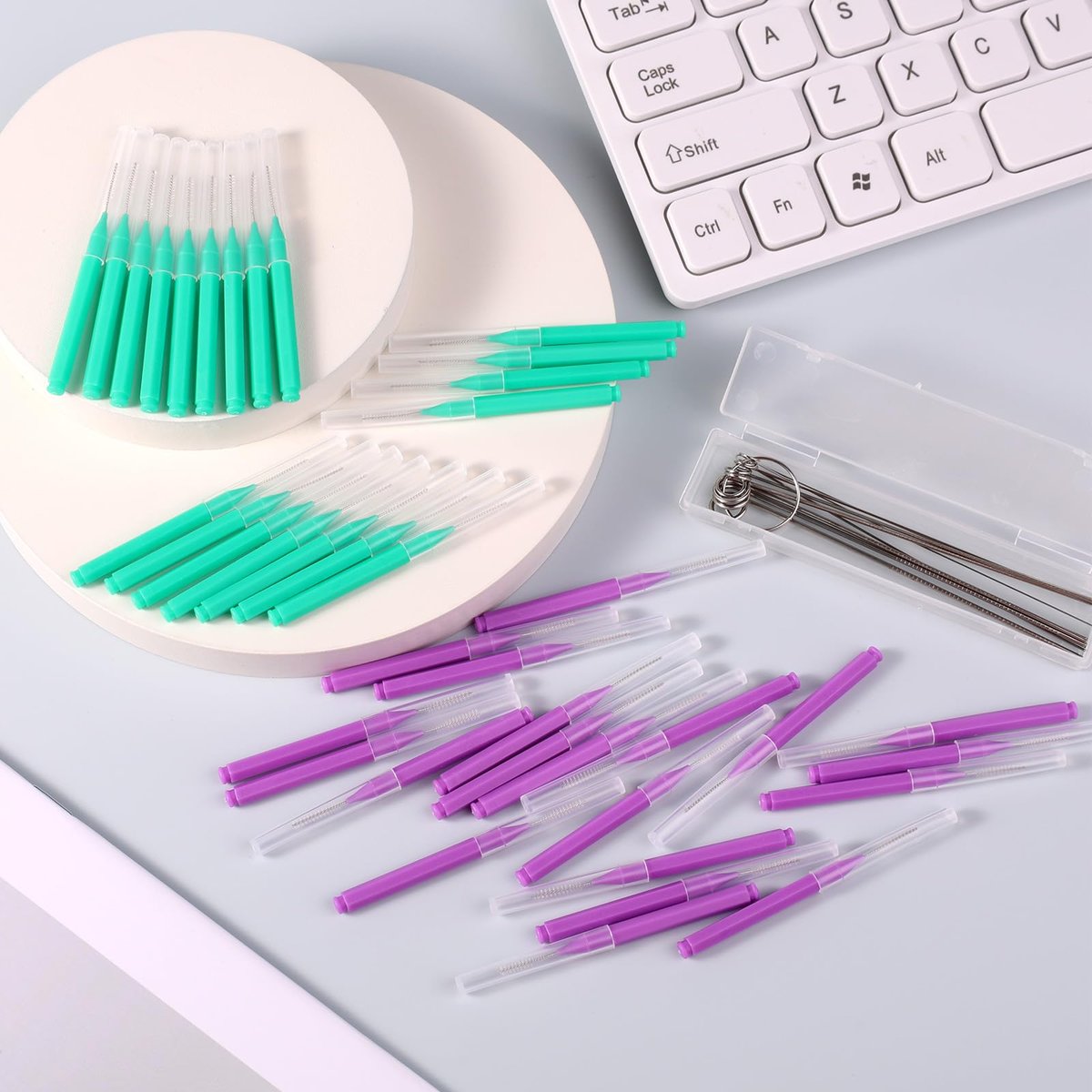 50pcs Multi-Size Shower Head Cleaner Brushes - Anti-Clogging Nozzle Cleaning Picks for Bathroom (Green, Purple) - görsel 5