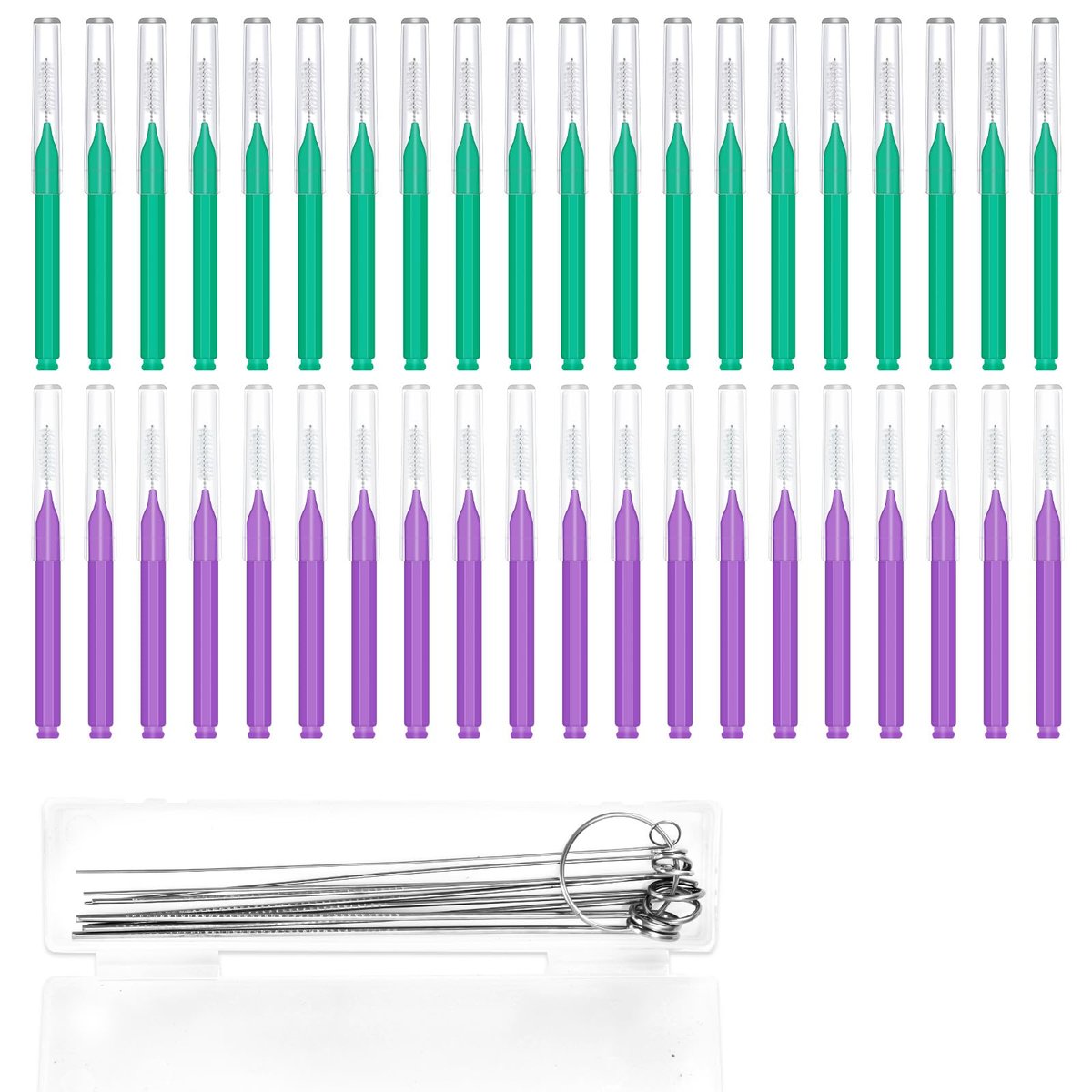 50pcs Multi-Size Shower Head Cleaner Brushes - Anti-Clogging Nozzle Cleaning Picks for Bathroom (Green, Purple) - görsel 1