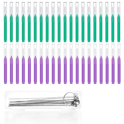 50pcs Multi-Size Shower Head Cleaner Brushes - Anti-Clogging Nozzle Cleaning Picks for Bathroom (Green, Purple)