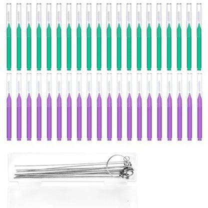 50pcs Multi-Size Shower Head Cleaner Brushes - Anti-Clogging Nozzle Cleaning Picks for Bathroom (Green, Purple)