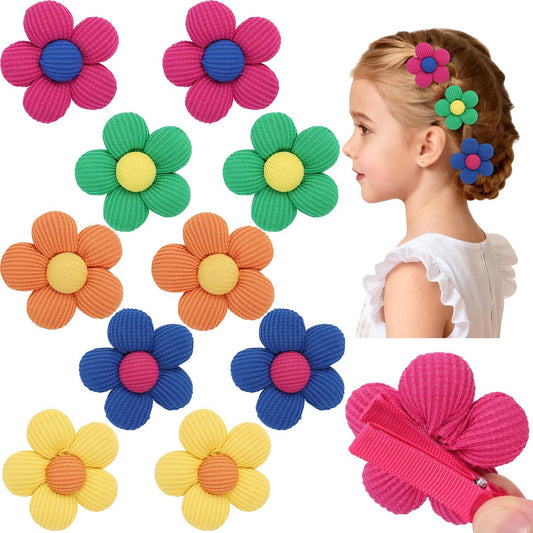TOKUFAGU 10Pcs Flower Hair Bows for Girls – Non-Slip Alligator Clips for Toddlers, Kids & Teens