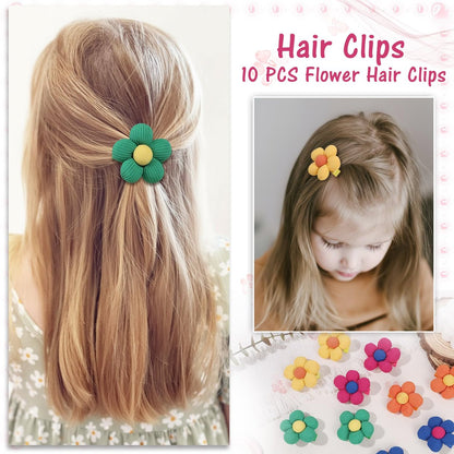 TOKUFAGU 10Pcs Flower Hair Bows for Girls – Non-Slip Alligator Clips for Toddlers, Kids & Teens