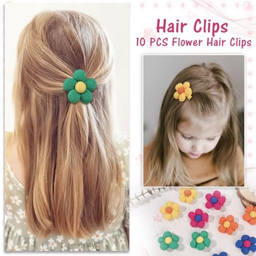 TOKUFAGU 10Pcs Flower Hair Bows for Girls – Non-Slip Alligator Clips for Toddlers, Kids & Teens - görsel 6