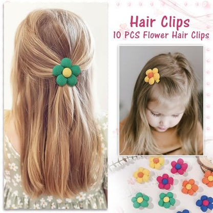 TOKUFAGU 10Pcs Flower Hair Bows for Girls – Non-Slip Alligator Clips for Toddlers, Kids & Teens