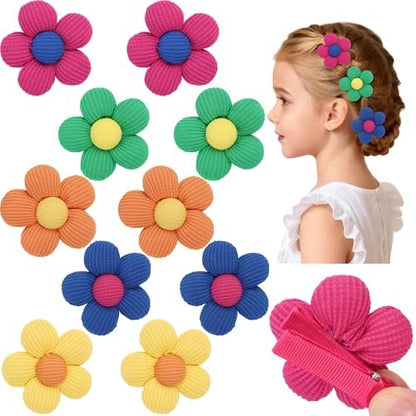 TOKUFAGU 10Pcs Flower Hair Bows for Girls – Non-Slip Alligator Clips for Toddlers, Kids & Teens