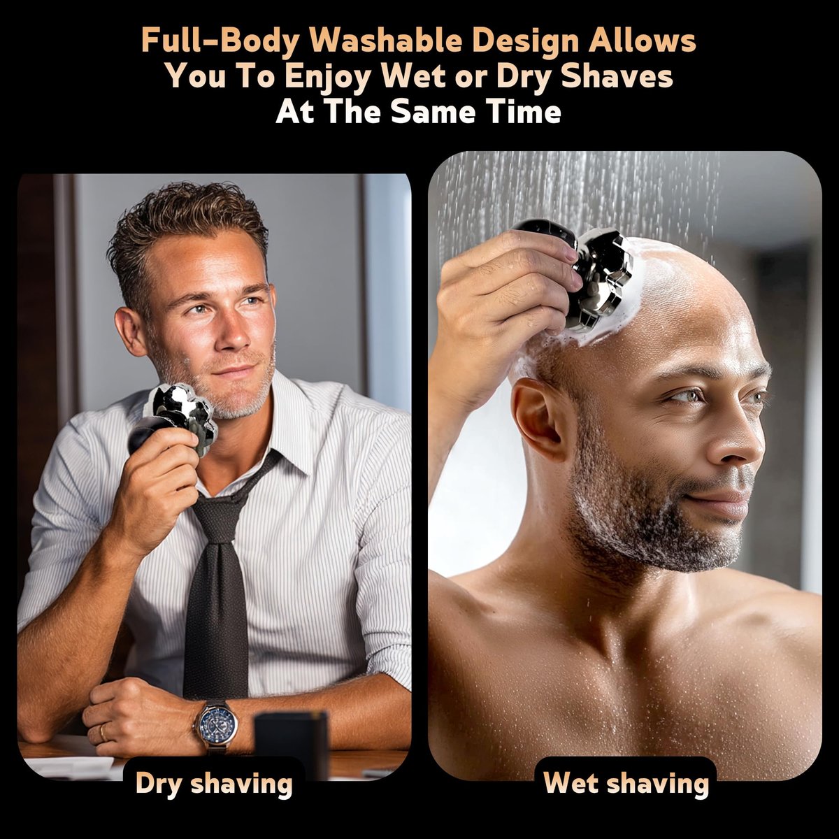 Electric Razor for Men, Head Shavers for Bald Men, 9D Floating Wet & Dry Shaver with Magnetic Detachable Blades, 5-in-1 Body Shaver Avelisse