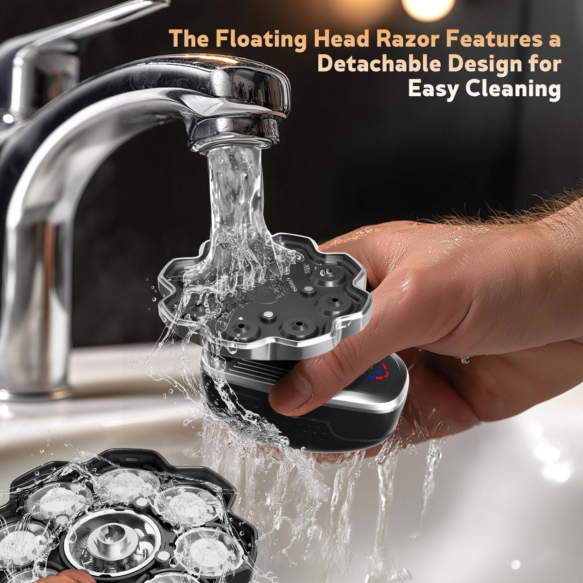 Electric Razor for Men, Head Shavers for Bald Men, 9D Floating Wet & Dry Shaver with Magnetic Detachable Blades, 5-in-1 Body Shaver Avelisse