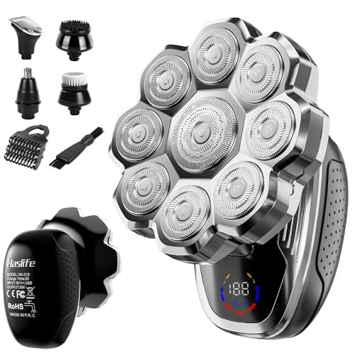 Electric Razor for Men, Head Shavers for Bald Men, 9D Floating Wet & Dry Shaver with Magnetic Detachable Blades, 5-in-1 Body Shaver Avelisse
