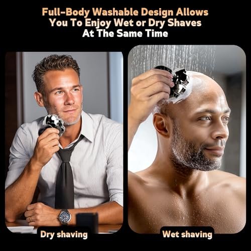Electric Razor for Men, Head Shavers for Bald Men, 9D Floating Wet & Dry Shaver with Magnetic Detachable Blades, 5-in-1 Body Shaver Avelisse