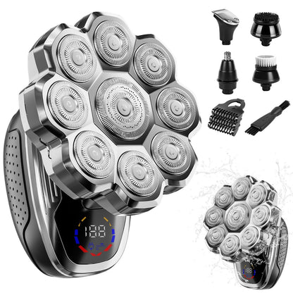 Electric Razor for Men, Head Shavers for Bald Men, 9D Floating Wet & Dry Shaver with Magnetic Detachable Blades, 5-in-1 Body Shaver Avelisse