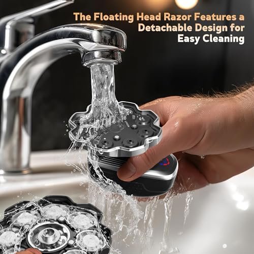 Electric Razor for Men, Head Shavers for Bald Men, 9D Floating Wet & Dry Shaver with Magnetic Detachable Blades, 5-in-1 Body Shaver Avelisse