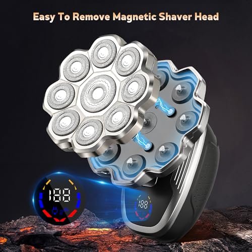 Electric Razor for Men, Head Shavers for Bald Men, 9D Floating Wet & Dry Shaver with Magnetic Detachable Blades, 5-in-1 Body Shaver Avelisse
