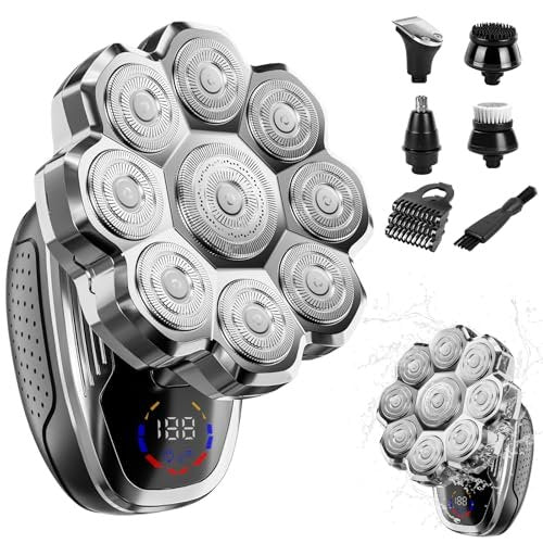 Electric Razor for Men, Head Shavers for Bald Men, 9D Floating Wet & Dry Shaver with Magnetic Detachable Blades, 5-in-1 Body Shaver Avelisse