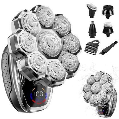 Electric Razor for Men, Head Shavers for Bald Men, 9D Floating Wet & Dry Shaver with Magnetic Detachable Blades, 5-in-1 Body Shaver Avelisse