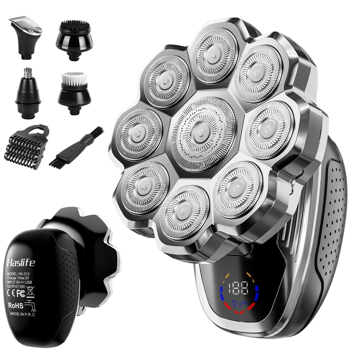 Electric Razor for Men, Head Shavers for Bald Men, 9D Floating Wet & Dry Shaver with Magnetic Detachable Blades, 5-in-1 Body Shaver Avelisse