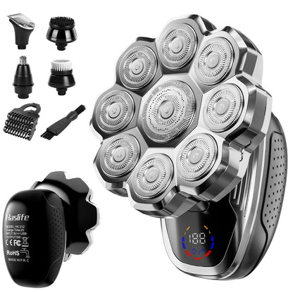 Electric Razor for Men, Head Shavers for Bald Men, 9D Floating Wet & Dry Shaver with Magnetic Detachable Blades, 5-in-1 Body Shaver Avelisse