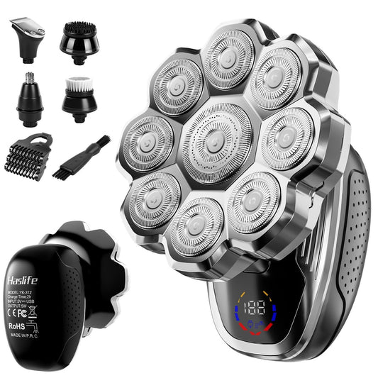 Electric Razor for Men, Head Shavers for Bald Men, 9D Floating Wet & Dry Shaver with Magnetic Detachable Blades, 5-in-1 Body Shaver Avelisse