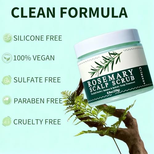 Criszenv Scalp Scrub with Rosemary & Mint – Clarifying Exfoliator for Itchy Scalp, Dandruff & Buildup Removal, 8.8 oz - görsel 10
