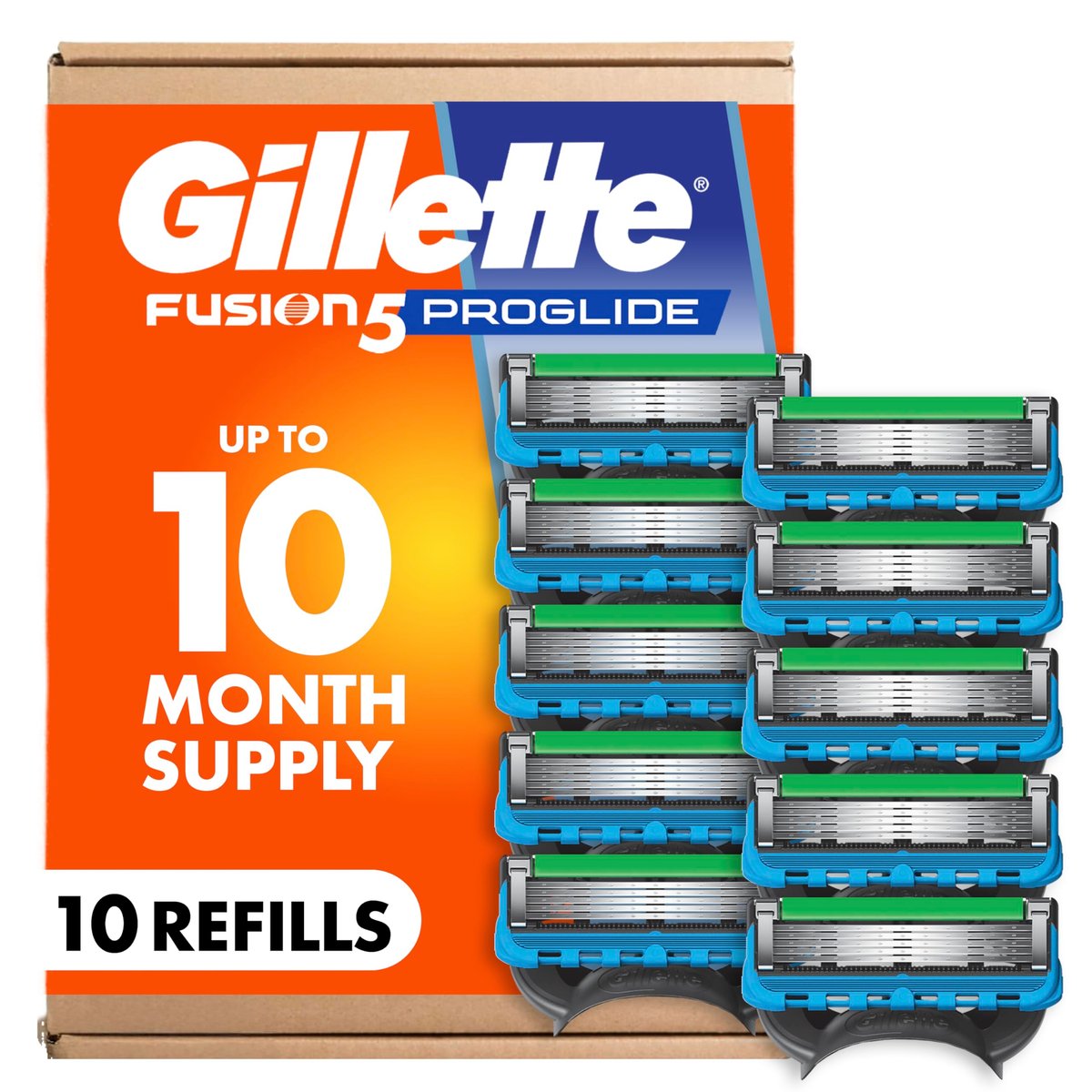 Gillette Fusion5 ProGlide Men's 5-Blade Razor Blade Refills with Precision Trimmer, 10 Count Avelisse