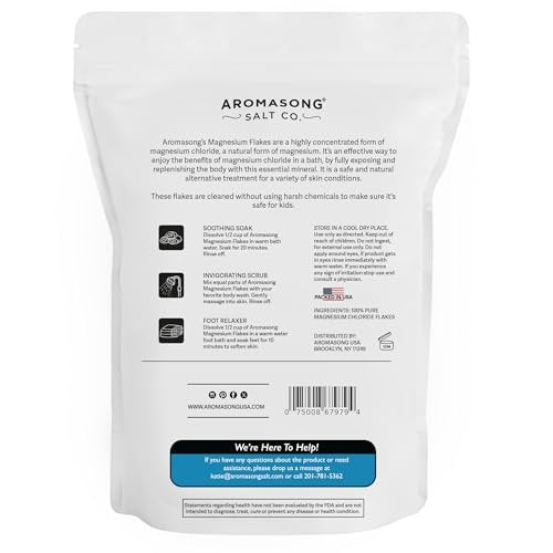Aromasong Magnesium Flakes for Kids Bath – 3 LB Resealable Bag | Pure Dead Sea Salt Bath Flakes for Kids, Toddlers & Babies | Gentle Calming Epsom Salt Alternative | Soothing Bedtime Detox Soak Avelisse