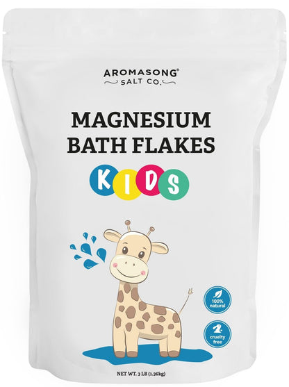 Aromasong Magnesium Flakes for Kids Bath – 3 LB Resealable Bag | Pure Dead Sea Salt Bath Flakes for Kids, Toddlers & Babies | Gentle Calming Epsom Salt Alternative | Soothing Bedtime Detox Soak Avelisse