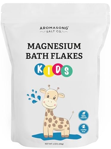 Aromasong Magnesium Flakes for Kids Bath – 3 LB Resealable Bag | Pure Dead Sea Salt Bath Flakes for Kids, Toddlers & Babies | Gentle Calming Epsom Salt Alternative | Soothing Bedtime Detox Soak Avelisse