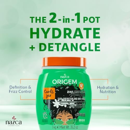 NAZCA More Curls Jar 2-in-1 Hair Cream & Cream to Comb for Curly Hair Types 3A 3B 3C - Deep Moisture, Curl Definition & Anti-Frizz, with Coconut Oil & Argan Oil, Vegan, Hydrating Leave-In 35.2 oz - görsel 4