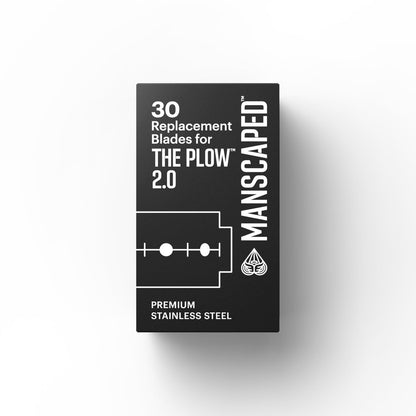 MANSCAPED The Plow 2.0 Razor Blade Refill – 30 Pack Premium Stainless Steel Double-Edge Replacement Blades for Smooth, Irritation-Reducing Shaving Avelisse