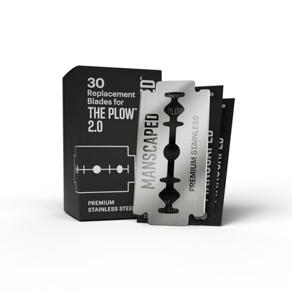 MANSCAPED The Plow 2.0 Razor Blade Refill – 30 Pack Premium Stainless Steel Double-Edge Replacement Blades for Smooth, Irritation-Reducing Shaving Avelisse