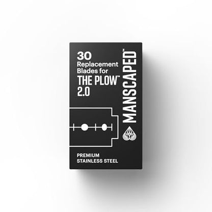 MANSCAPED The Plow 2.0 Razor Blade Refill – 30 Pack Premium Stainless Steel Double-Edge Replacement Blades for Smooth, Irritation-Reducing Shaving Avelisse