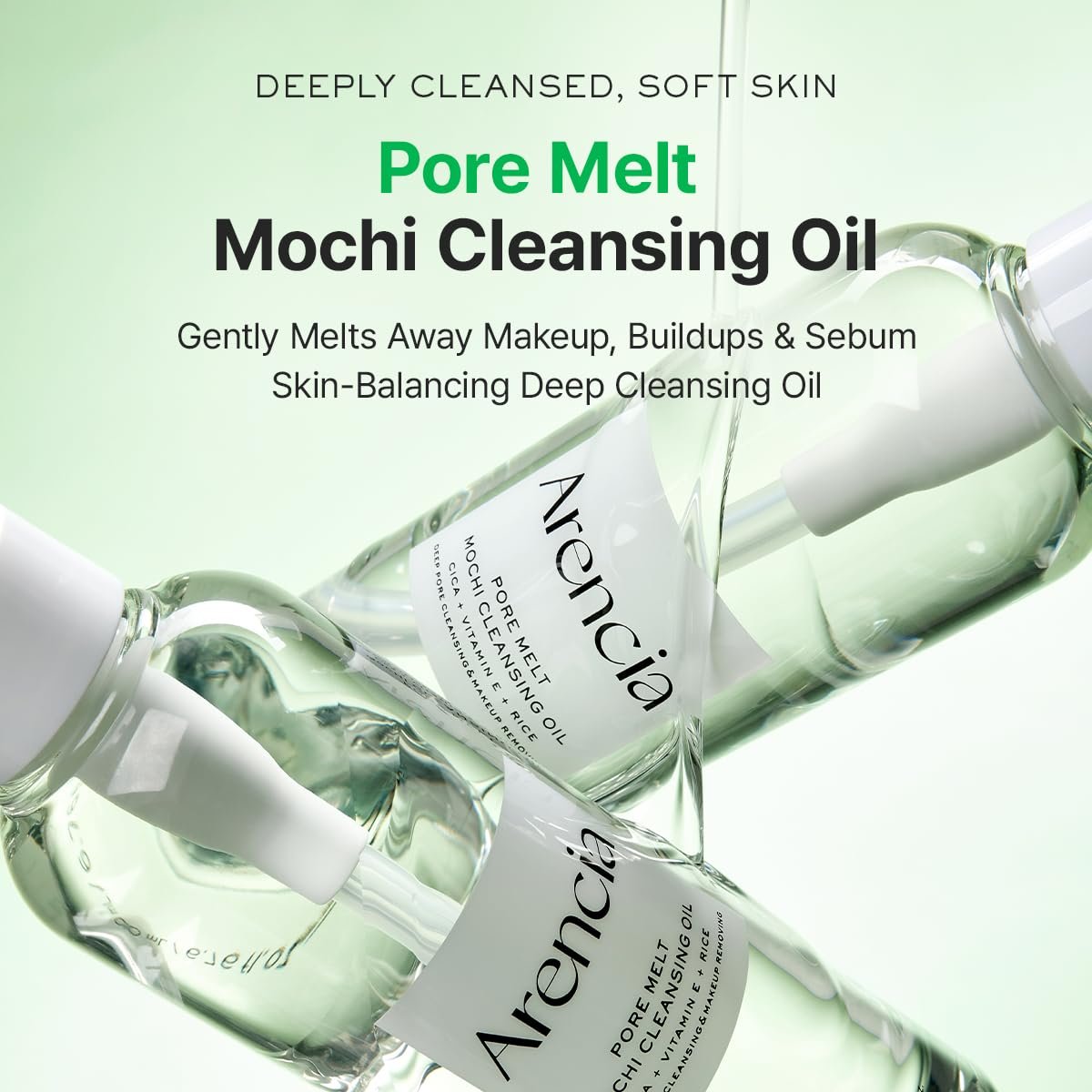 ARENCIA Pore Melt Mochi Makeup-Removing Cleansing Oil – Non-Comedogenic, Rice Amino Acids, Vitamin E, Cica & Ceramide, 6.76 fl oz - görsel 4