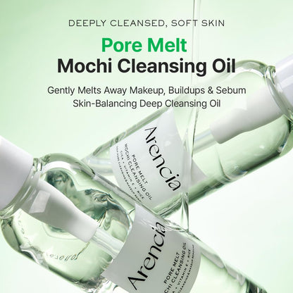 ARENCIA Pore Melt Mochi Makeup-Removing Cleansing Oil – Non-Comedogenic, Rice Amino Acids, Vitamin E, Cica & Ceramide, 6.76 fl oz