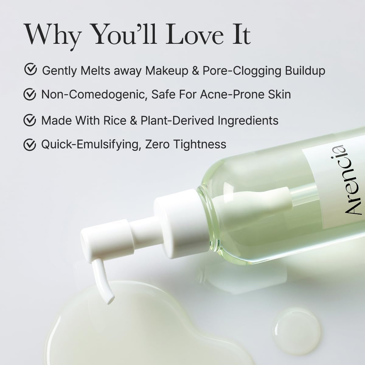 ARENCIA Pore Melt Mochi Makeup-Removing Cleansing Oil – Non-Comedogenic, Rice Amino Acids, Vitamin E, Cica & Ceramide, 6.76 fl oz - görsel 6
