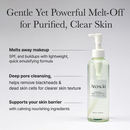 ARENCIA Pore Melt Mochi Makeup-Removing Cleansing Oil – Non-Comedogenic, Rice Amino Acids, Vitamin E, Cica & Ceramide, 6.76 fl oz