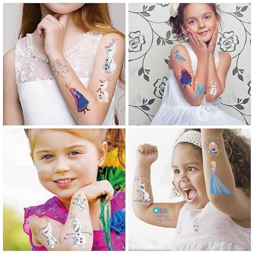 10 Sheets Frozen Temporary Tattoos for Kids - Disney Princess Birthday Party Favors, Cute Cartoon Decoration Sticker Gifts for Teen Girl Boys Home Activity Class Prizes Carnival Christmas Rewards - görsel 4
