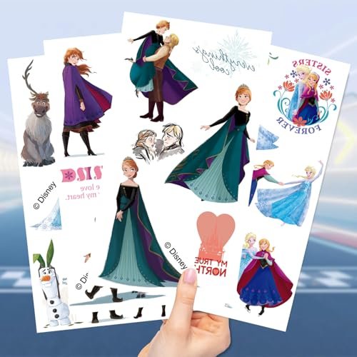 10 Sheets Frozen Temporary Tattoos for Kids - Disney Princess Birthday Party Favors, Cute Cartoon Decoration Sticker Gifts for Teen Girl Boys Home Activity Class Prizes Carnival Christmas Rewards - görsel 10
