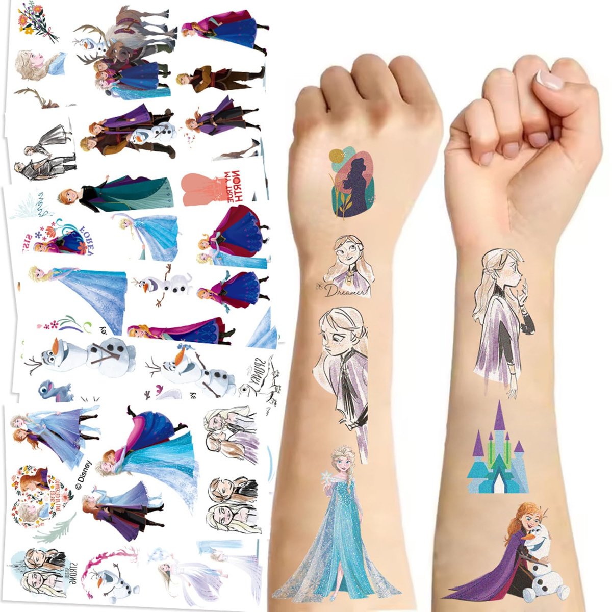 10 Sheets Frozen Temporary Tattoos for Kids - Disney Princess Birthday Party Favors, Cute Cartoon Decoration Sticker Gifts for Teen Girl Boys Home Activity Class Prizes Carnival Christmas Rewards - görsel 11