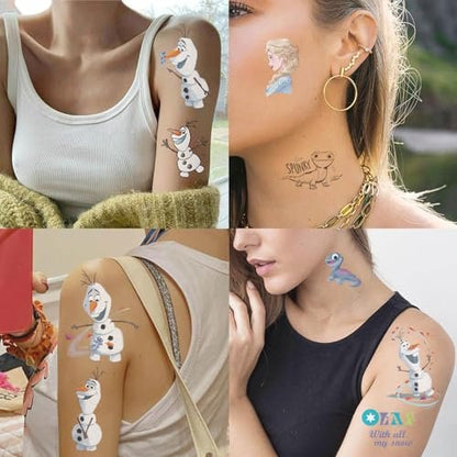10 Sheets Frozen Temporary Tattoos for Kids - Disney Princess Birthday Party Favors, Cute Cartoon Decoration Sticker Gifts for Teen Girl Boys Home Activity Class Prizes Carnival Christmas Rewards