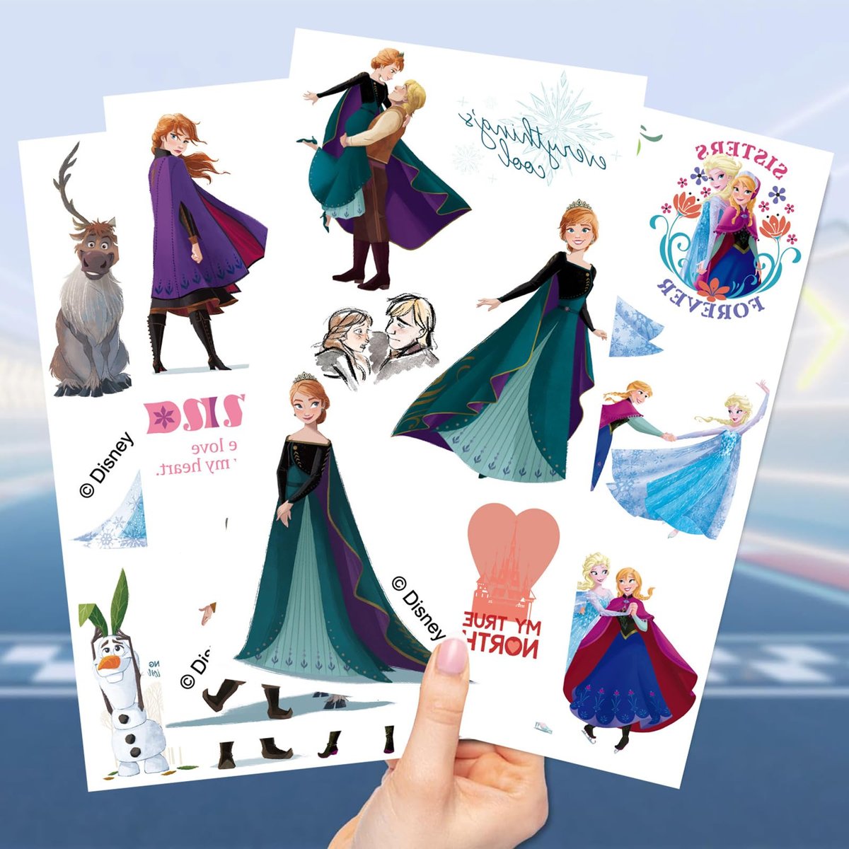 10 Sheets Frozen Temporary Tattoos for Kids - Disney Princess Birthday Party Favors, Cute Cartoon Decoration Sticker Gifts for Teen Girl Boys Home Activity Class Prizes Carnival Christmas Rewards - görsel 9