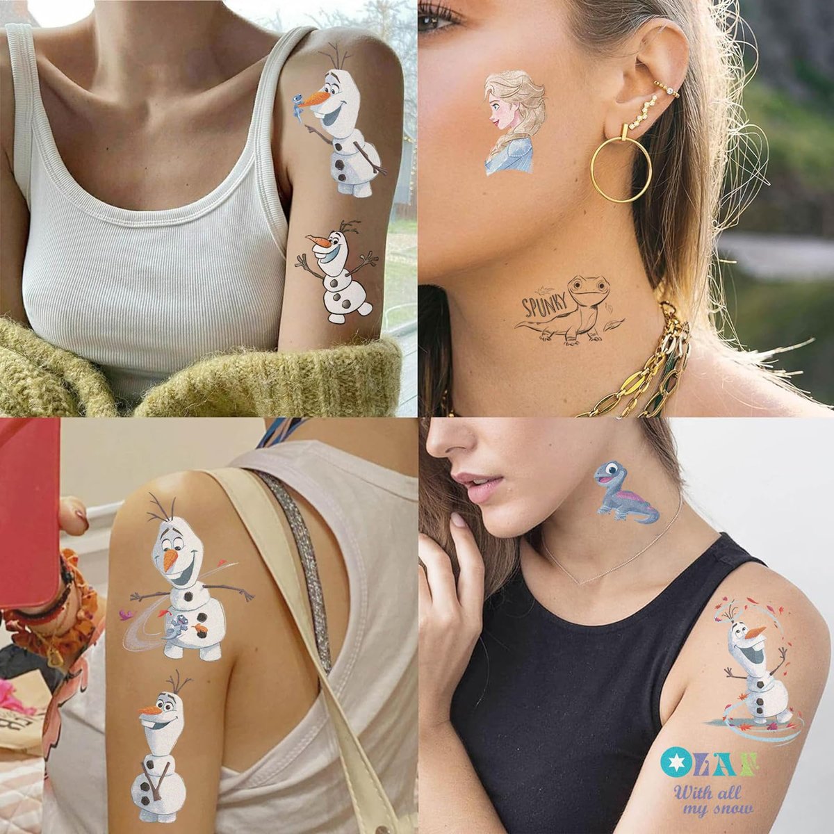 10 Sheets Frozen Temporary Tattoos for Kids - Disney Princess Birthday Party Favors, Cute Cartoon Decoration Sticker Gifts for Teen Girl Boys Home Activity Class Prizes Carnival Christmas Rewards - görsel 7